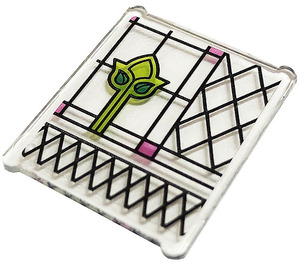 LEGO Glass for Window 1 x 3 x 3 with Stained Glass Lines and Tulip Pattern Sticker (51266)