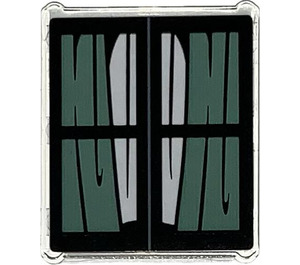 LEGO Glass for Window 1 x 3 x 3 with Window with Sand Green Curtains Sticker (51266)