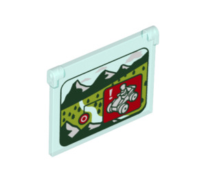 LEGO Glass for Window 1 x 4 x 3 Opening with Mountains and car (36107 / 60603)