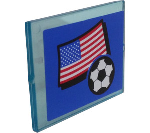 LEGO Glass for Window 1 x 4 x 3 with American Flag and Ball Sticker (without Circle) (3855)