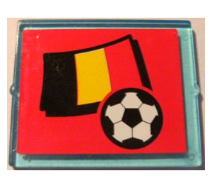 LEGO Glass for Window 1 x 4 x 3 with Flag of Belgium and Soccer Ball Sticker (without Circle) (3855)