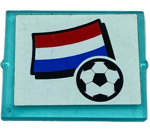 LEGO Glass for Window 1 x 4 x 3 with Flag of Netherlands and Football Sticker (without Circle) (3855)