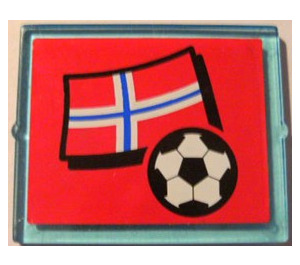 LEGO Glass for Window 1 x 4 x 3 with Flag of Norway and Football Sticker (without Circle) (3855)