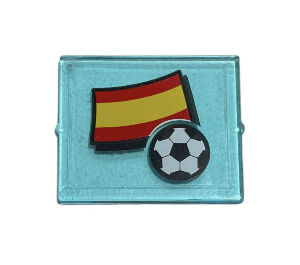 LEGO Glass for Window 1 x 4 x 3 with Spain Flag Sticker (without Circle) (3855)