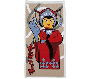 LEGO Glas for Venster 1 x 4 x 6 met Asian Lady & 'Chic' in Ninjargon Sticker (6202)