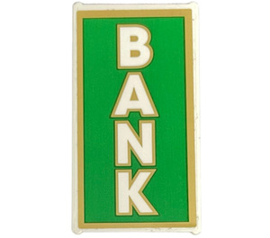LEGO Glass for Window 1 x 4 x 6 with "BANK" with Green and Gold Sticker (6202)