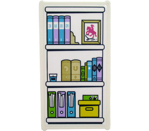 LEGO Glas for Venster 1 x 4 x 6 met Bookshelf met Picture en Folders Sticker (6202)