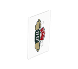 LEGO Glass for Window 1 x 4 x 6 with Central Perk Logo Decoration (6202 / 66095)