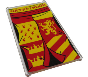 LEGO Glas voor Venster 1 x 4 x 6 met 'GRYFFINDOR' Rood en Geel Coat van Armen Banner Sticker (6202)