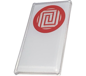 LEGO Glass for Window 1 x 4 x 6 with Red Circle and Geometric Frame on  White Sticker (6202)