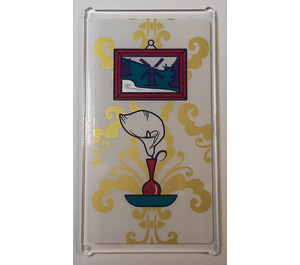 LEGO Glass for Window 1 x 4 x 6 with White Calla Lily in Vase and Framed Picture Sticker (6202)