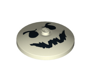 LEGO Glow in the dark effen wit Dish 4 x 4 met Zwart Spook Gezicht (Solide nop) (3960 / 11001)