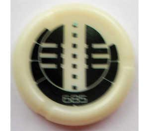 LEGO Glow in the Dark Solid White Technic Bionicle Weapon Throwing Disc with '685' (32533 / 48465)