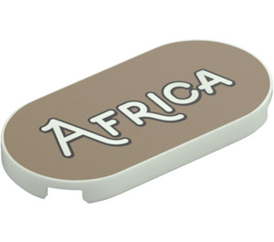 LEGO Glow in the Dark Solid White Tile 2 x 4 with Rounded Ends with Africa (66857 / 80056)