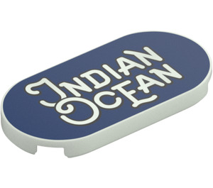 LEGO Glow in the Dark Solid White Tile 2 x 4 with Rounded Ends with Indian Ocean (66857 / 88713)