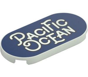 LEGO Glow in the Dark Solid White Tile 2 x 4 with Rounded Ends with Pacific Ocean (66857 / 87605)