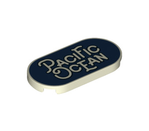 LEGO Glow in the Dark Solid White Tile 2 x 4 with Rounded Ends with Pacific Ocean (66857 / 87605)