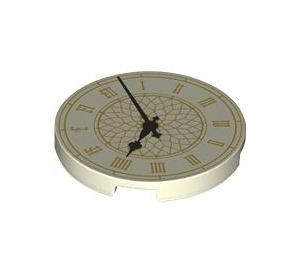 LEGO Glow in the Dark Solid White Tile 3 x 3 Round with Gold Clock Face (67095 / 104065)
