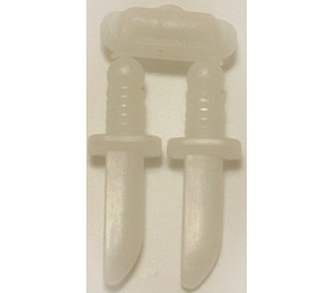 LEGO Blanc Transparent qui Brille dans le Noir 2 Knives sur Sprue (44658 / 70749)