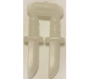 LEGO Glow in the Dark Transparent White 2 Knives on Sprue (44658 / 70749)