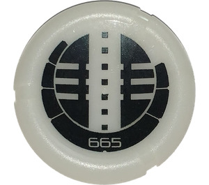 LEGO Glow in the Dark Transparent White Technic Bionicle Weapon Throwing Disc with 665 Onu-Metru   (32533 / 50528)