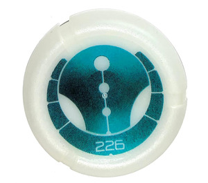 LEGO Glow in the Dark Transparent White Technic Bionicle Weapon Throwing Disc with Ga-Metru 226 (32533 / 48464)