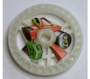 LEGO Glow in the Dark Transparent Vit Technic Disk 5 x 5 med Krabba med Fuel Canister (32352)