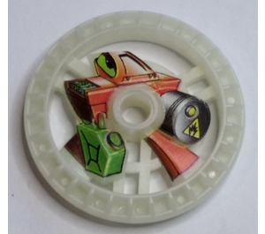 LEGO Glow in the Dark Transparent White Technic Disk 5 x 5 with Crab with Fuel Canister (32352)