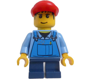 LEGO Grand Carousel Boy met Blauw Overalls en Rood Pet minifiguur