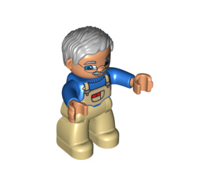 LEGO Grandfather med Beige Eller Hvit Bib Duplo-figur