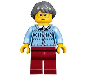 LEGO Grandma met Bright Light Blauw Sweater minifiguur