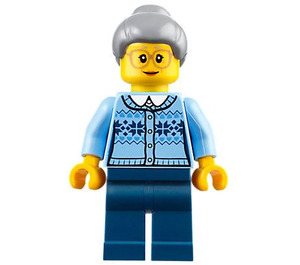 LEGO Grandmother jossa Bright Kevyt Sininen Villapaita Minihahmo