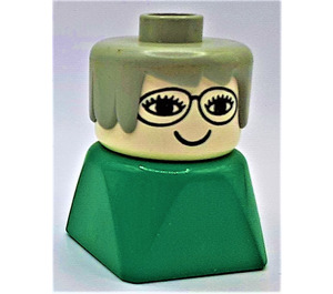 LEGO Grandmother with Glasses on Green Base Duplo Figure