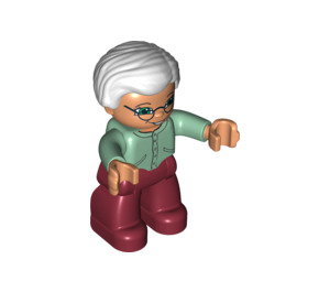 LEGO Grandmother with Sand Green Top and Very Light Gray Hair and Flesh Hands