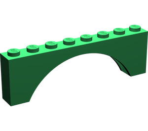 LEGO Green Arch 1 x 8 x 2 Thick Top and Reinforced Underside (3308)