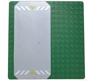 LEGO Green Baseplate 16 x 16 with Driveway with Yellow Triangles (30225)