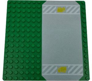 LEGO Groen Grondplaat 16 x 16 met Driveway met Geel truck (30225)