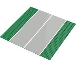 LEGO Groen Grondplaat 32 x 32 (6-Stud) Rechtdoor met Runway