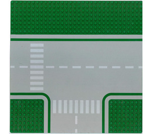 LEGO Groen Grondplaat 32 x 32 Road 8-Nop T-Junction met Crosswalk (45675 / 82934)