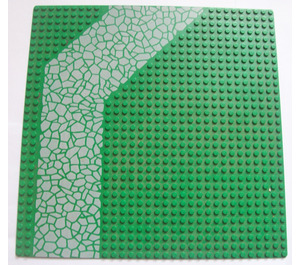 LEGO Green Baseplate 32 x 32 with Driveway and Light Gray Cobblestones