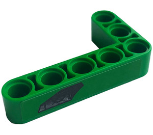 LEGO Groen Balk 3 x 5 Krom 90 graden, 3 en 5 Gaten met Patroon Sticker (32526)