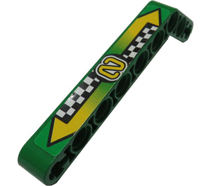 LEGO Green Beam Bent 53 Degrees, 3 and 7 Holes with '2' Sticker (32271)