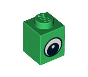 LEGO Grün Backstein 1 x 1 mit Eye mit weißem Fleck auf dem Schüler (88394 / 88395)