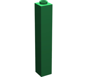 LEGO Green Brick 1 x 1 x 5 with Hollow Stud (2453)