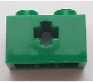 LEGO Green Brick 1 x 2 with Axle Hole ('+' Opening and Bottom Stud Holder) (32064)