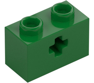 LEGO Grønn Kloss 1 x 2 med Akselhull ('X' åpning) (32064)