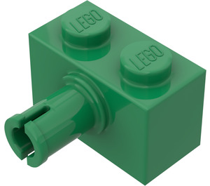 LEGO Green Brick 1 x 2 with Pin without Bottom Stud Holder (2458)