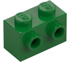 LEGO Vihreä Palikka 1 x 2 jossa Nupit päällä Yksi Sivu (11211)