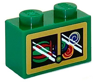 LEGO Vert Brique 1 x 2 avec Tenons sur Une Côté avec Sweets behind Porte Autocollant (11211)