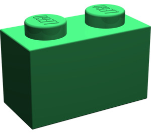 LEGO Green Brick 1 x 2 without Bottom Tube (3065 / 35743)